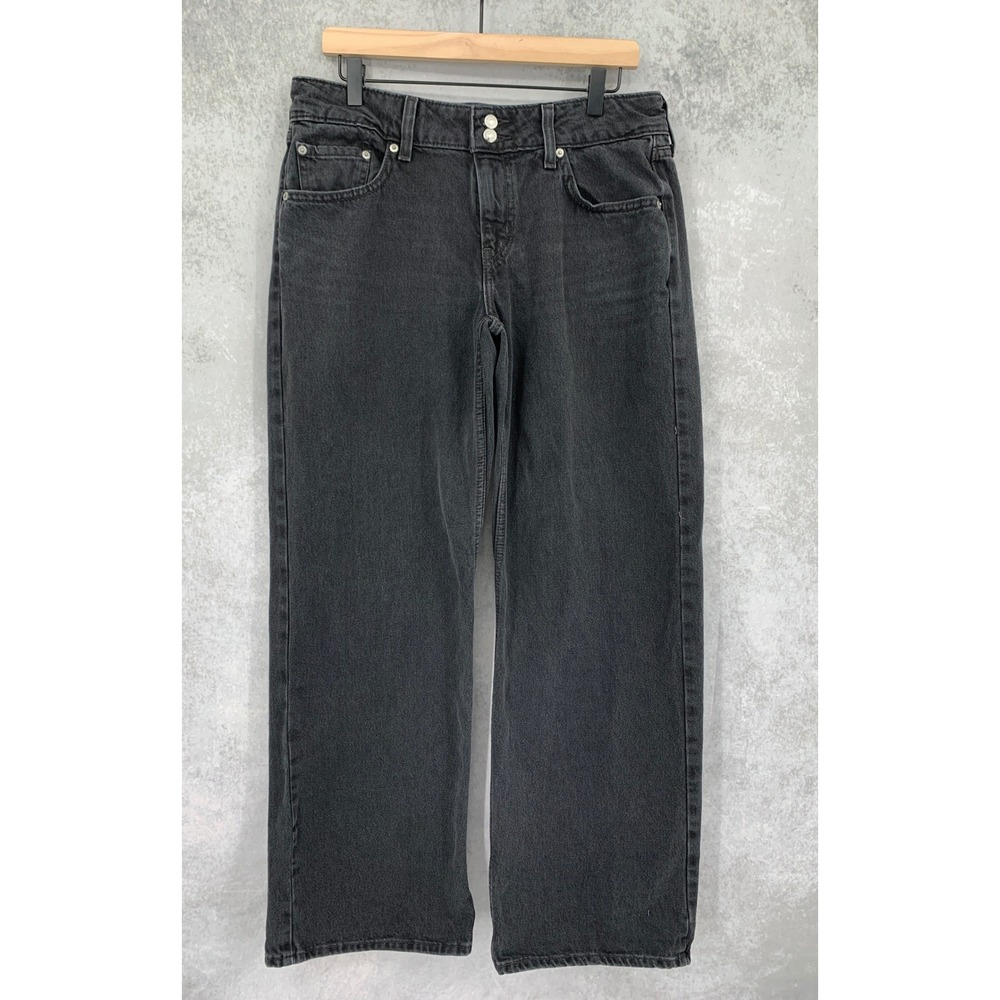 Levis Wide Leg Jeans Womens 31 Black Superlow Low Rise Cotton Denim Pants